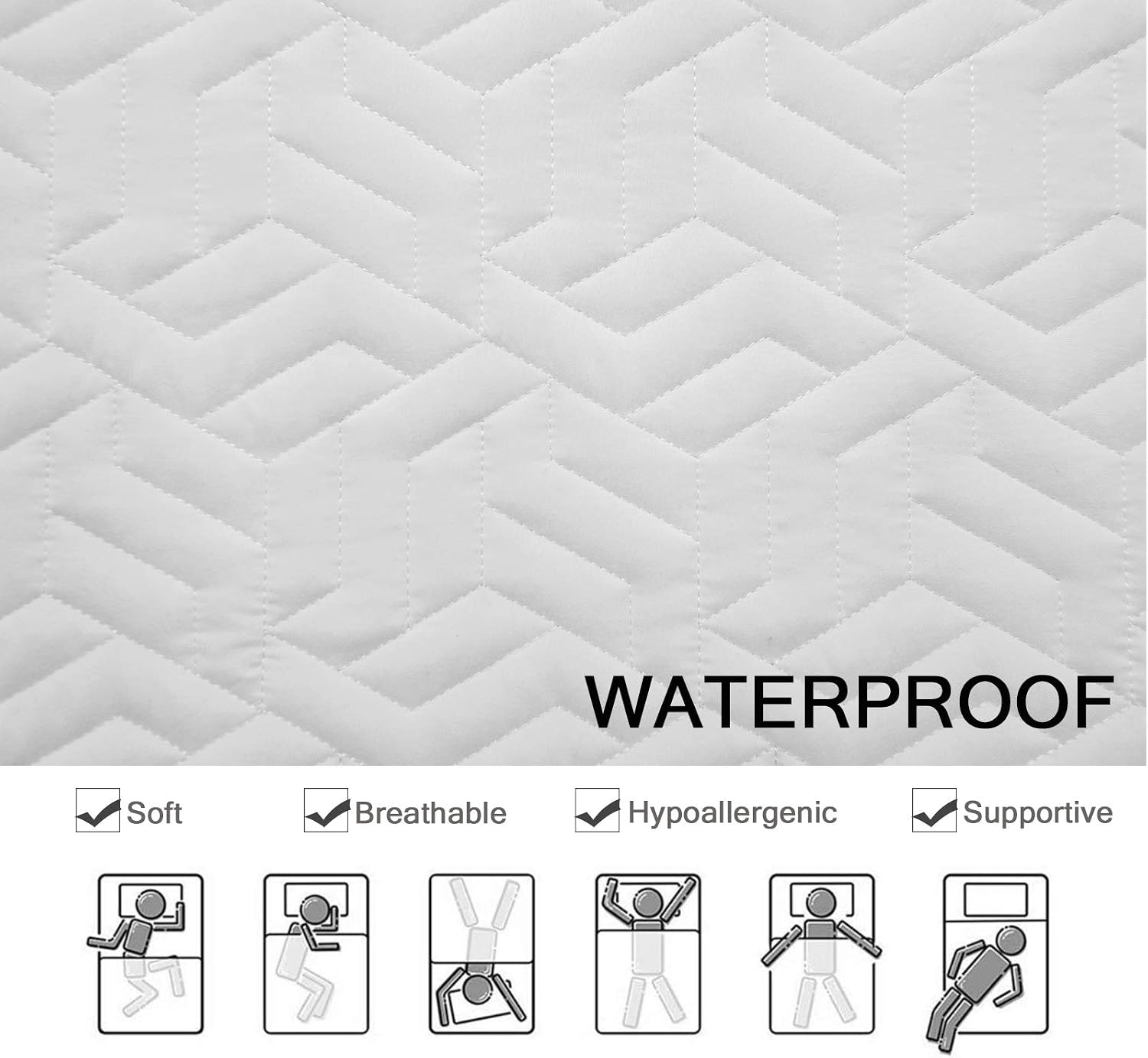 CHHKON Premium Waterproof Full Size Mattress Protector, Ultra Soft Breathable Mattress Pad Cover, Accidents Protector, Original Design Pattern, Deep Pocket (Pattern 3, Full (54''x75''))