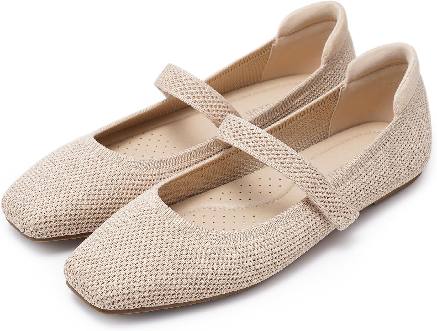 MaxMuxun Women's Ballet Flats Square Toe Mary Jane Shoes Women Arch Support Comfortable Walking Shoes Knit Ballerina Flats for Casual Office Dressy Business - Image 3