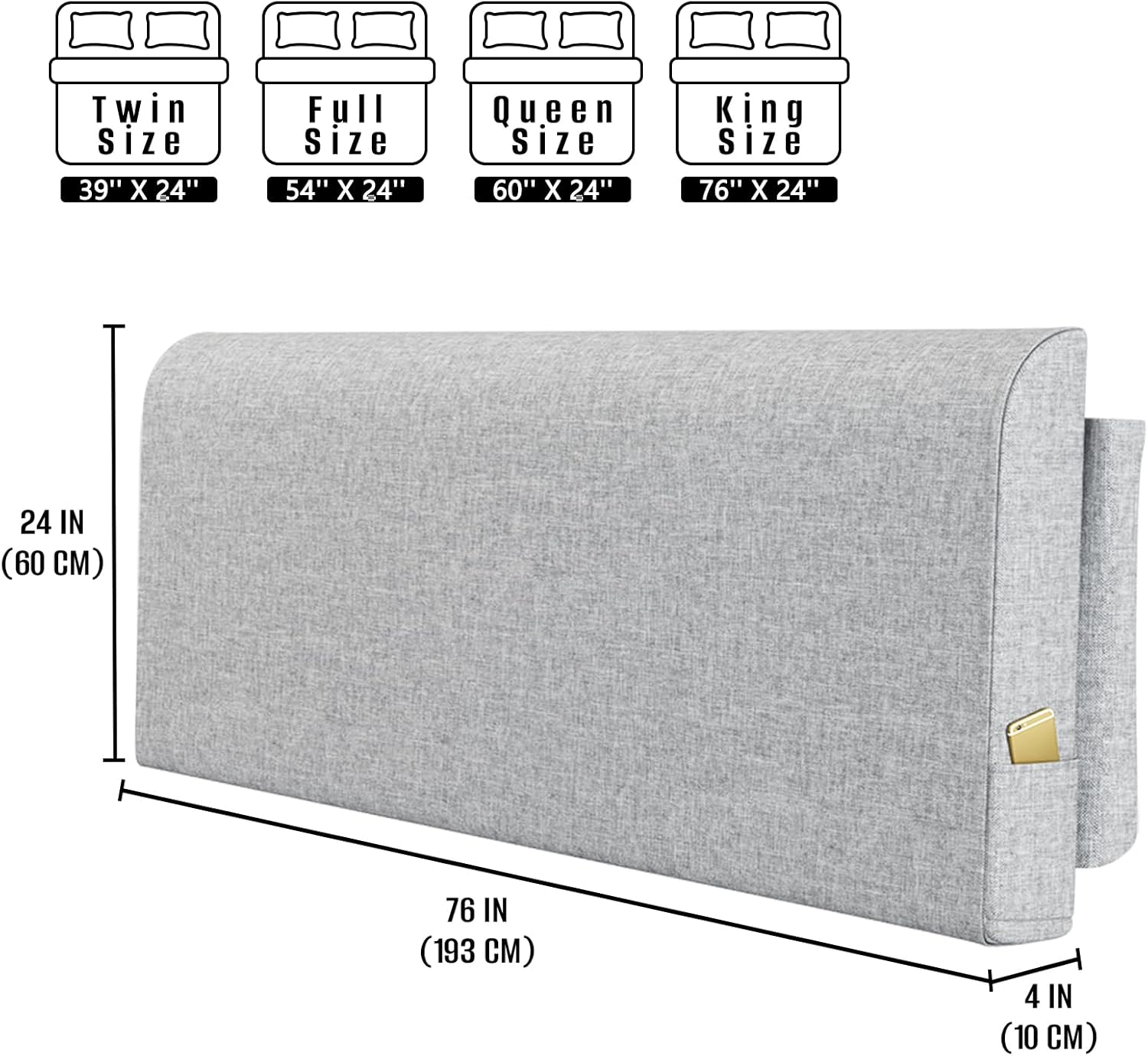 Upholstered King Headboard, No Tools Needed, Wall Mounted Headboard with Removeable Washable Linen, Multi-Functional Backrest (Grey) Gray King