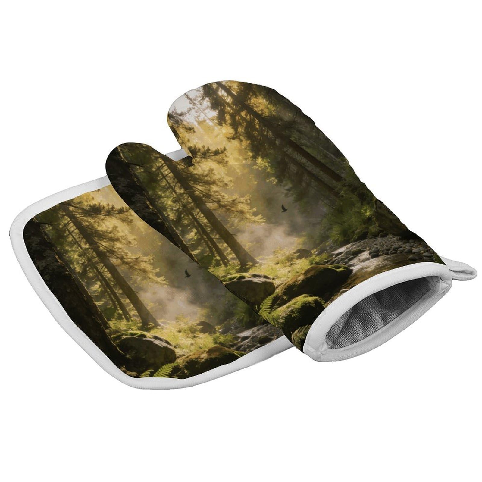 Fodpand Style Morning Lin's Melody Oven Mitt Set With Lanyard, Cooking Mitt, Protective Thermal Insulation,Kitchen Mitt For Baking, Cooking, Grilling, Microwave