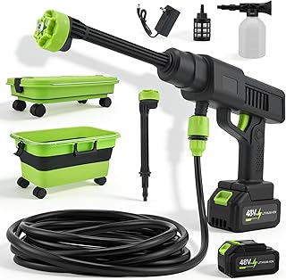 Akku Hochdruckreiniger,Mobiler Hochdruckreiniger mit 4.0Ah Batterie, Pressure Washer 10-Gang-Modus,Akku-Druckreiniger für Mobile Reinigung,für Auto, Terrasse, Hausreinigung
