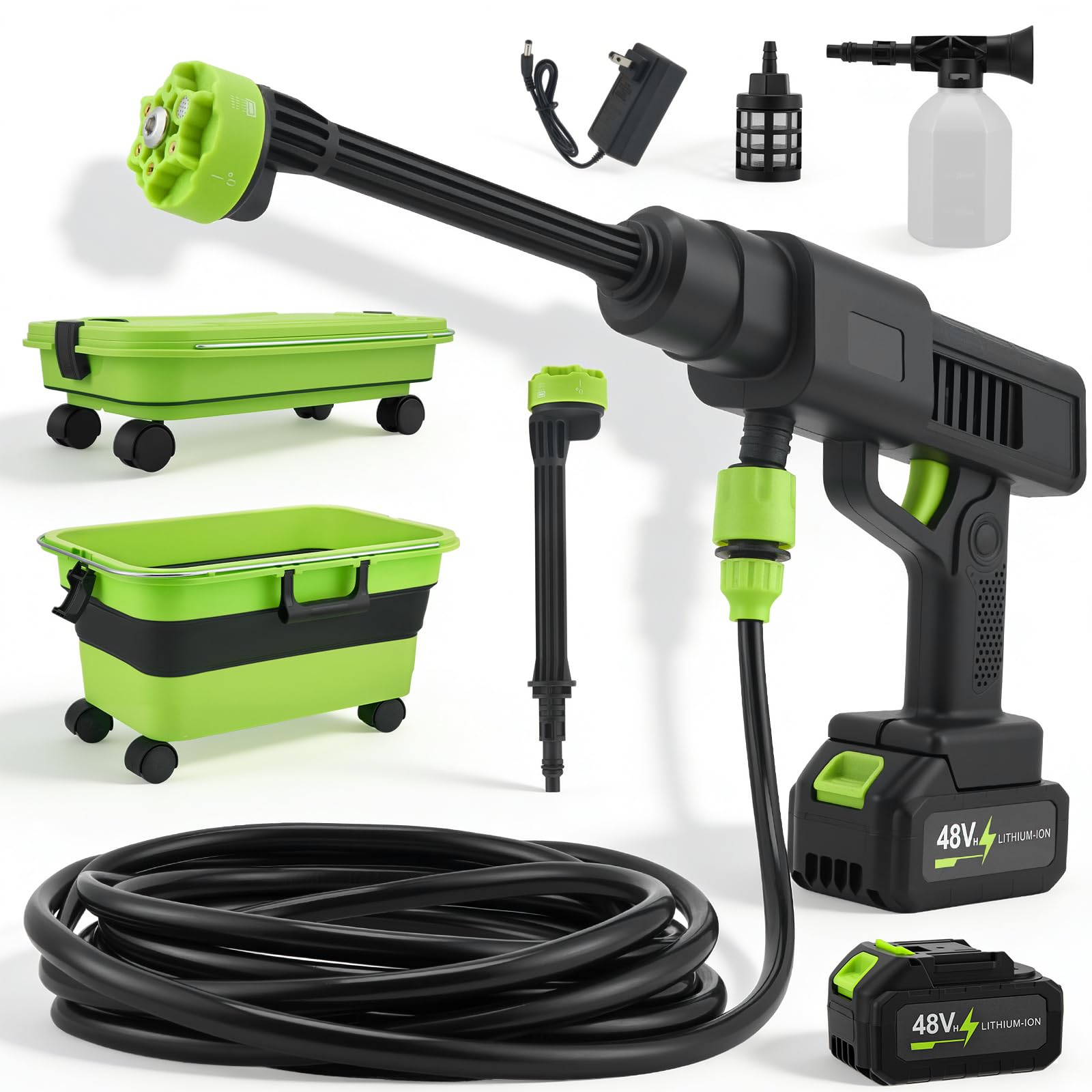 Akku Hochdruckreiniger,Mobiler Hochdruckreiniger mit 4.0Ah Batterie, Pressure Washer 10-Gang-Modus,Akku-Druckreiniger für Mobile Reinigung,für Auto, Terrasse, Hausreinigung