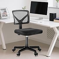 Vista 16 de DUMOS Juego de sillas de escritorio sin brazos, 2 unidades, silla giratoria de oficina en casa ergonómica ajustable con ruedas, sin brazos, cómodas
