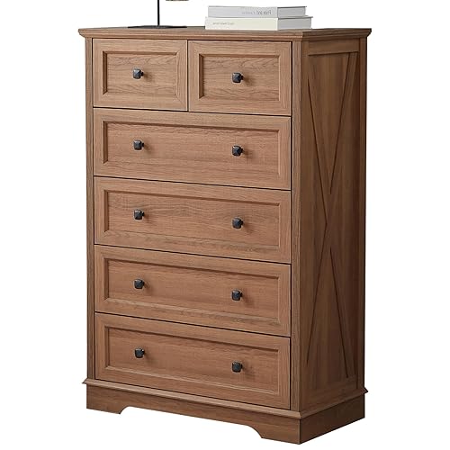 NONGSHIM Farmhouse Dresser for Bedroom with 6 Deep Drawers, Modern