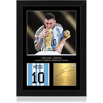 Lionel Messi World Cup Celebration 2022 - A4 Photo Reproduced Digital Signature Wall Art Gift for Football Fans