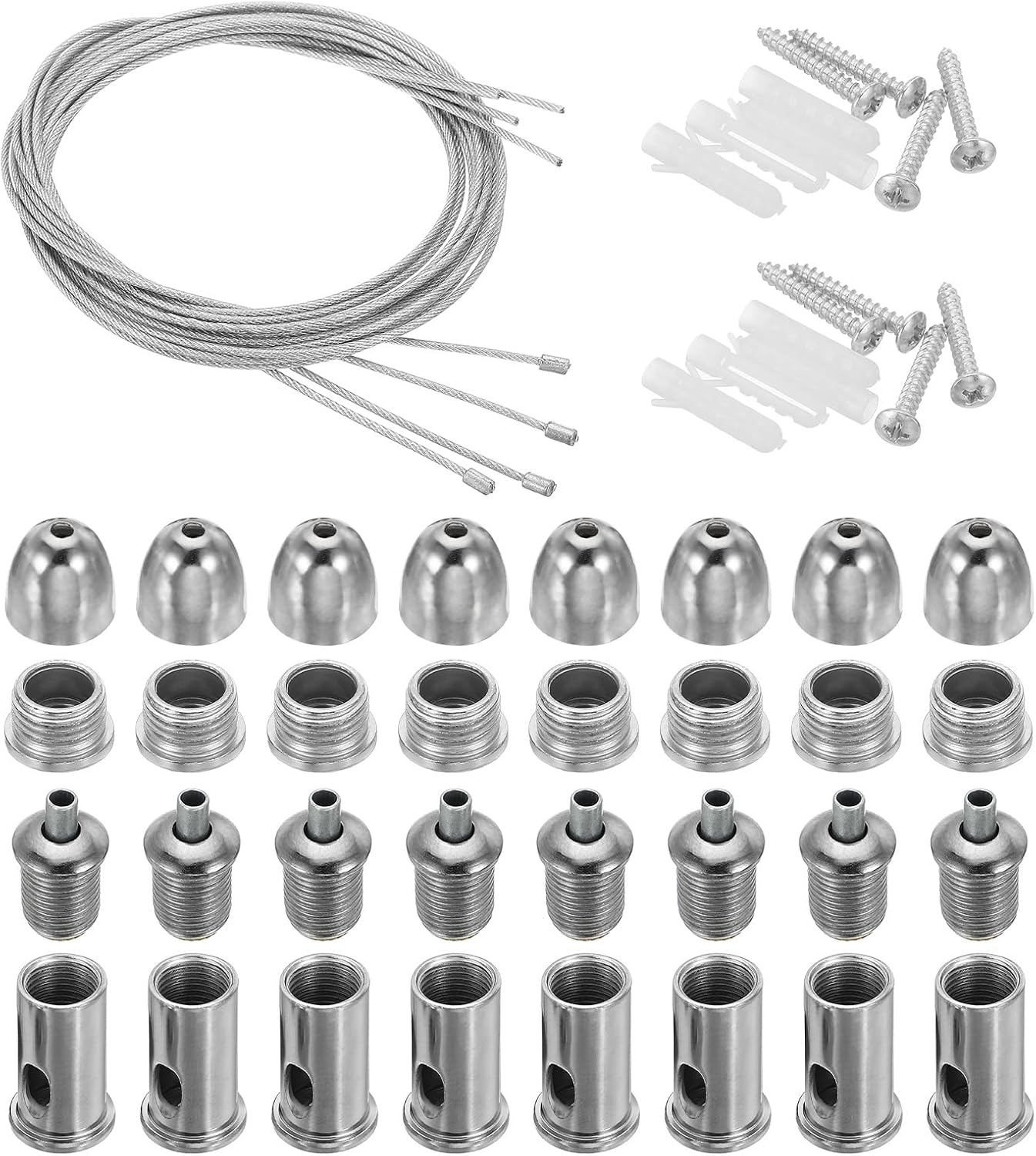 PATIKIL Ceiling Hanging Wire Cable Kit, 4 Set Lights Panel Steel Hanging Chains Adjustable Rope Clamp for Ceiling LED Pendant Light Aquarium Lights