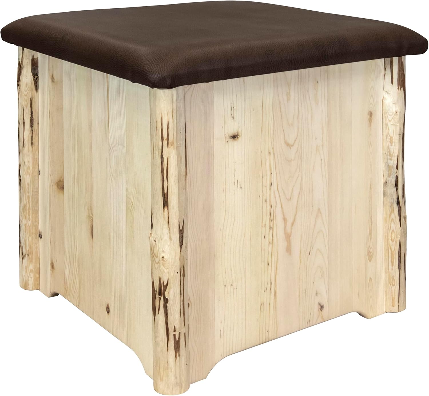Montana Woodworks Montana Collection Upholstered Ottoman with Storage, Saddle Upholstery, Ready to Finish