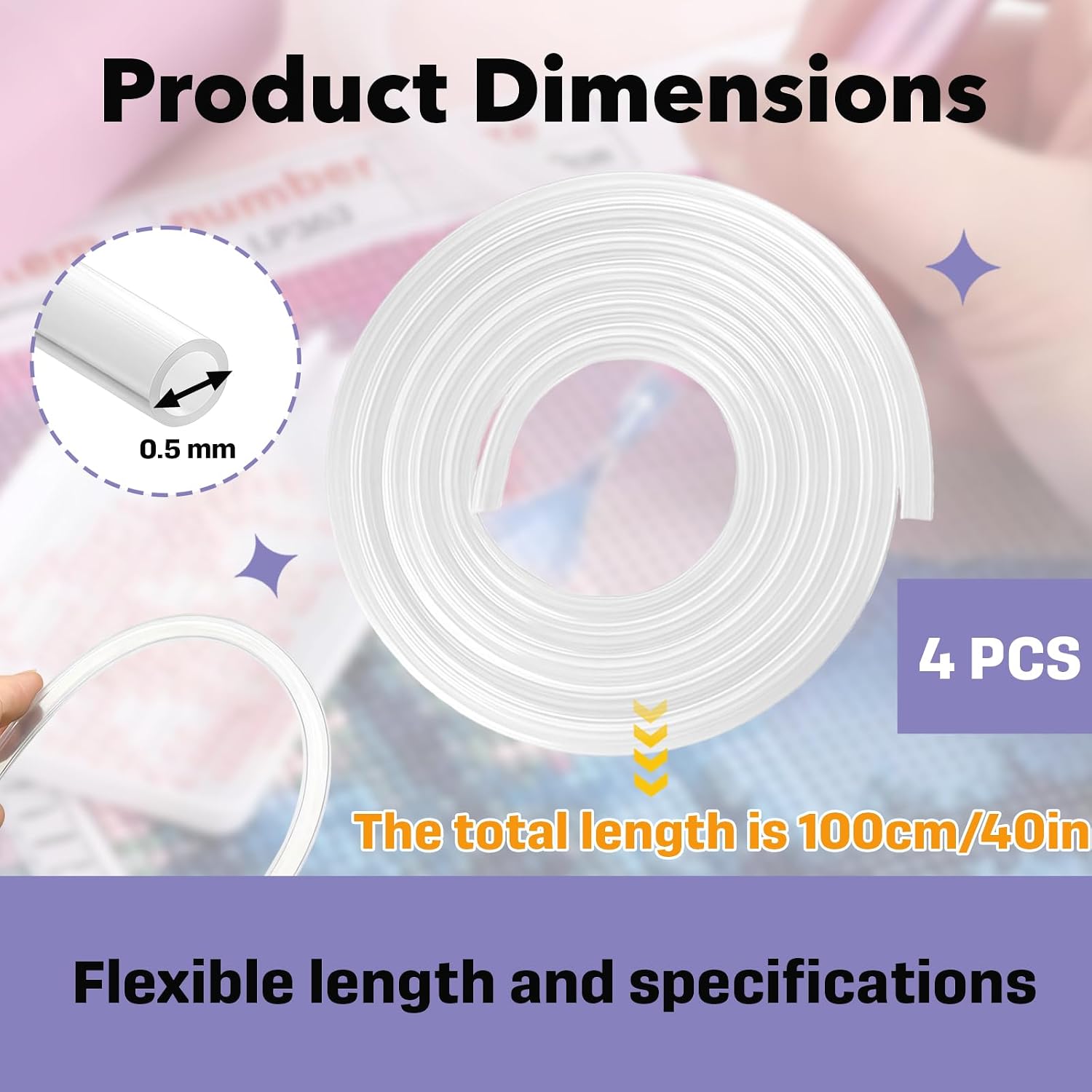 4 PCS Long Extended Silicone Hoses, Replacement Pipes for Diamond Art Painting Pen, Premium Flexible Silicone, Universal Fit for Most Vacuum Pens, for Diamond Art Crafters