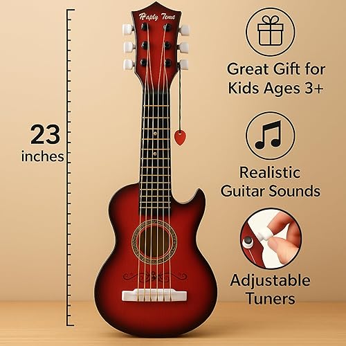 Miniatura 5 de Guitarra acústica de 23 pulgadas, guitarra de juguete de 6 cuerdas para niños, cuerdas de acero realistas, primer instrumento musical para