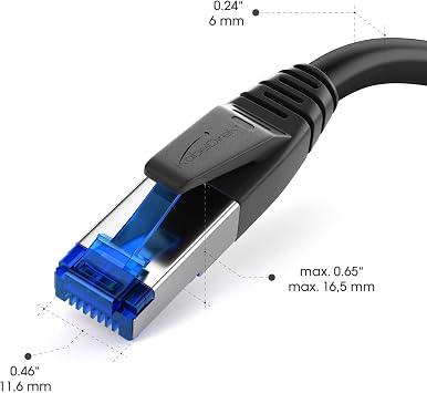 KabelDirekt – Cat 7 Ethernet Kablosu 10Gbit/s – 1m | Yüksek hızlı ağlar için yama kablosu, PC, Anahtar/Yönlendirici/Modem, RJ45, siyah