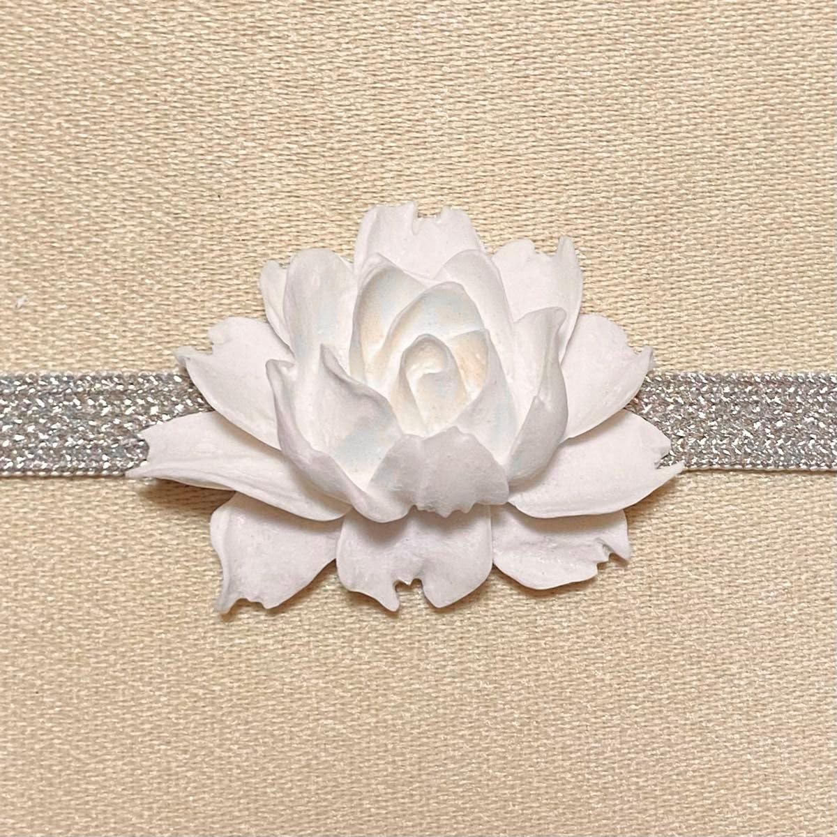 蓮型ローソク『極楽に咲く花【蓮玉ローソク・白(ホワイト)/陶製皿付】紙箱入[燃焼34時間]』亀山蝋燭 | 取扱いメーカー,カメヤマローソク,蓮型ローソク  | 創業130年長崎の線香・ろうそく・お香専門店 「紡屋 燈香」 蓮 ロータス 花 フラワー 帯留め 白 ホワイト