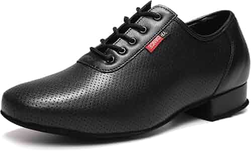 Zapatos De Baile De Salón VEACAM Para Hombre | De Cuero Suave Con Suela De Ante Para Interior O Goma Para Exterior, Plantilla Acolchada, Talón De 4.5 Cm, Tallas 38 A 46