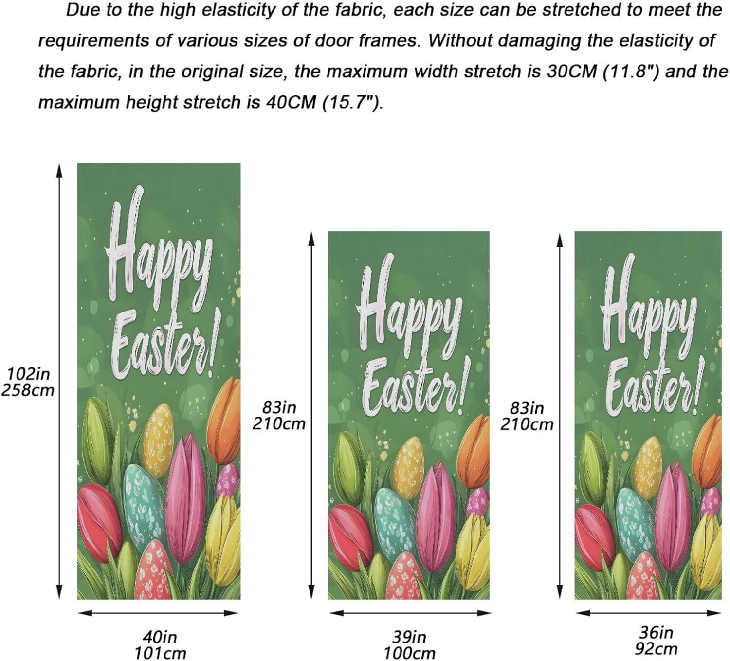 Happy Easter Door Cover Washable High Elastic Fabric Front Door Cover for Festive Party Home Decor,32x79Inch