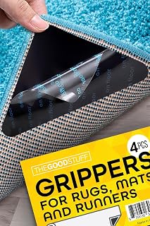 TheGoodStuff 4-Pack Rug Corner Grippers - Anti-Slip Rug Holders for Hardwood, Laminate, Tile & Carpet, No Residue, Family Safe