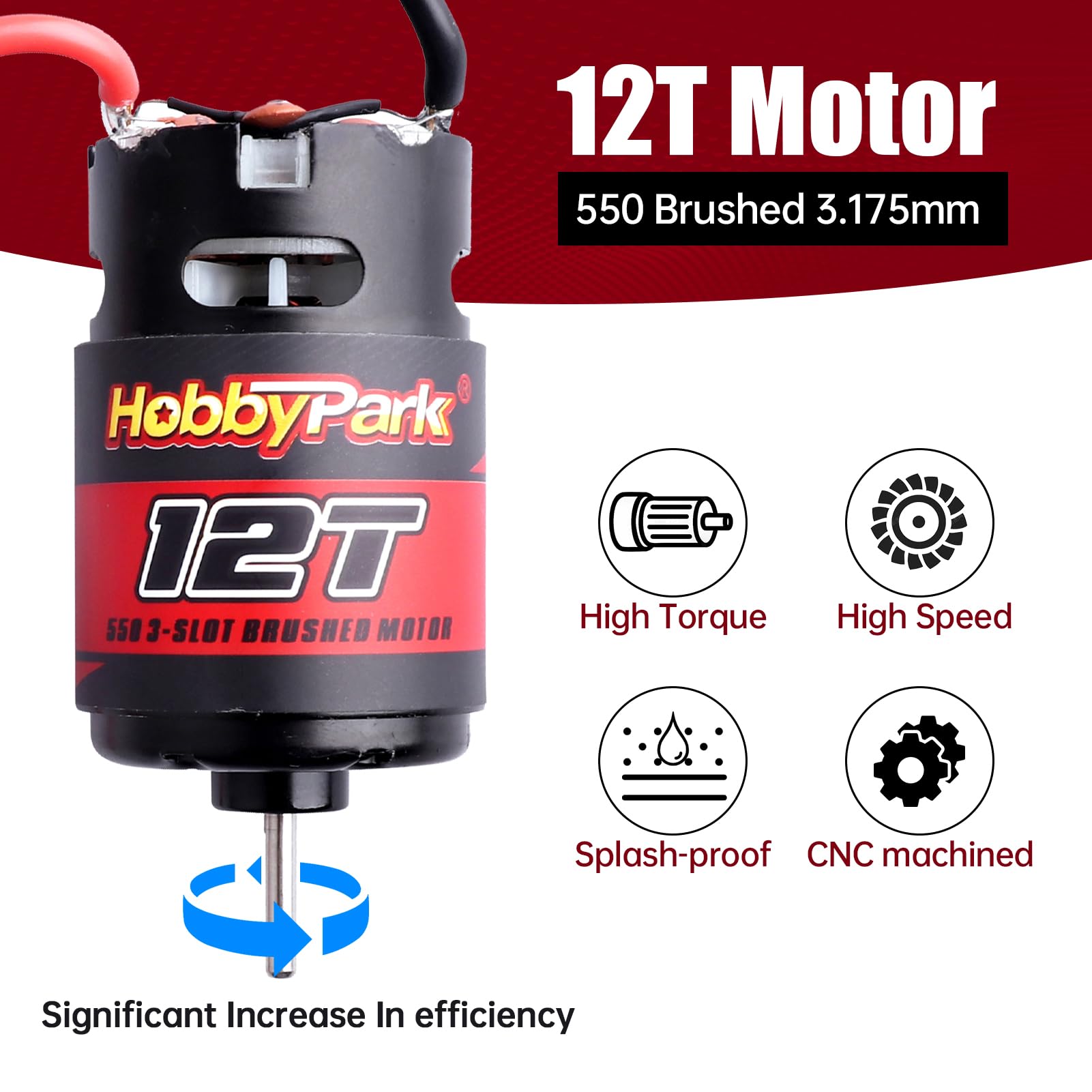 Hobbypark 12T Motor 550 Motor Brushed for 1/10 RC Car Truck