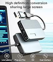 Vista 2 de Adaptador USB 3.0 o USB C a HDMI para monitores duales, doble 1080p a 60Hz Universal Video Graphics USB a HDMI Splitter Extender compatible con Mac