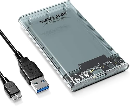 WAVLINK Caja de disco duro externo USB 30 a SATA para disco duro externo de 25 pulgadas 0197in 0276in 0374in SATA IIIIII HDDSSD compatible con