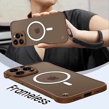iPhone 16 Pro Max用 磁気スリムケース MagSafe対応 クリア つや消し 超薄型 フレームレス ボーダレス デザイン カバー バンパー 6.9インチ 16 Promax OriginFit、デザートチタン