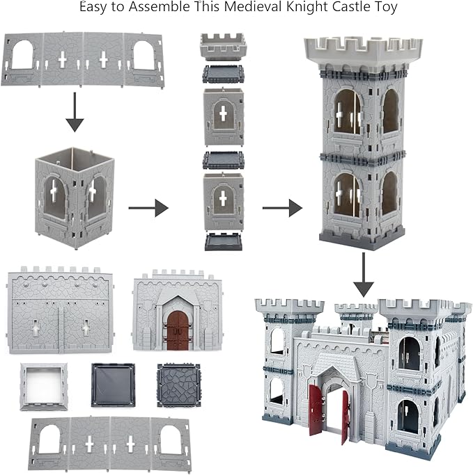 Set de Construcción Castillo Medieval Plustopoy con Figuras de Caballeros miniatura 5