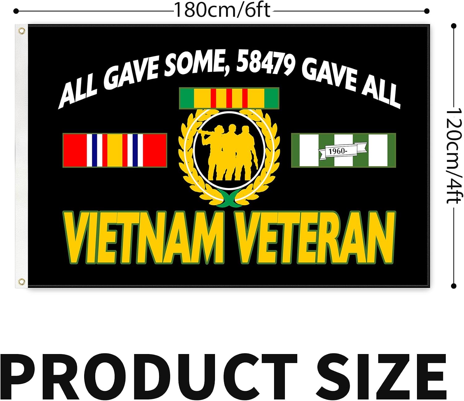 3ply Vietnam Veteran Flag All Gave Some Gave All Flags 4x6 Ft Double Layers Heavy Duty Durable Large Flag Banner with 2 Brass Grommets