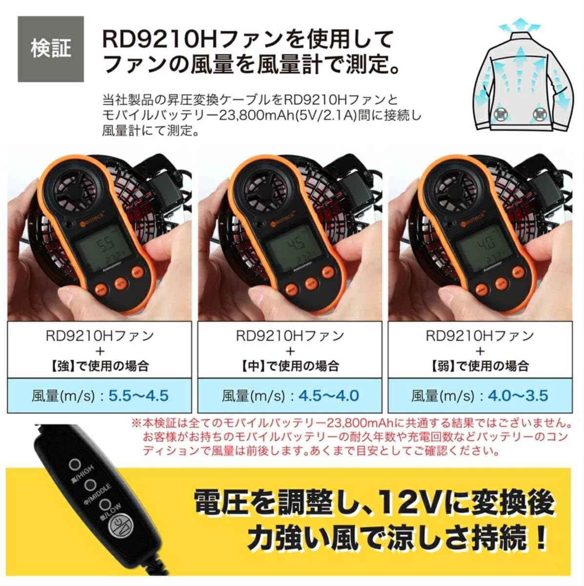Amazon.co.jp: 空調風神服 ハイパワーファン RD9010H RD9020H/19020