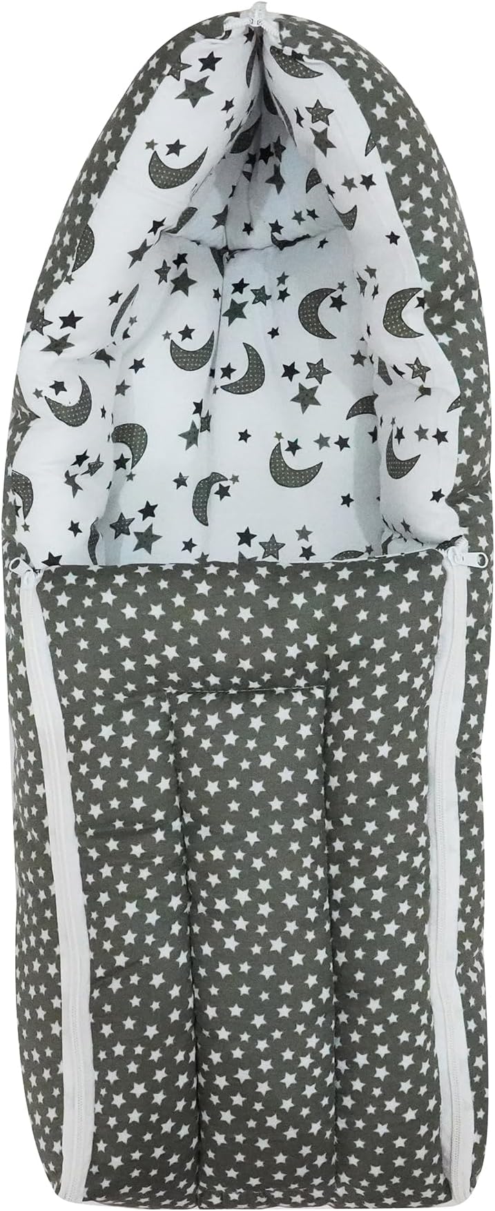 Sharma Clothing Pure Soft Cotton Baby Boys and Baby Girls 3 in 1 Multi Usage Sleeping Bag and Carry Bag and Bed kam (0-7Months,Star Grey)