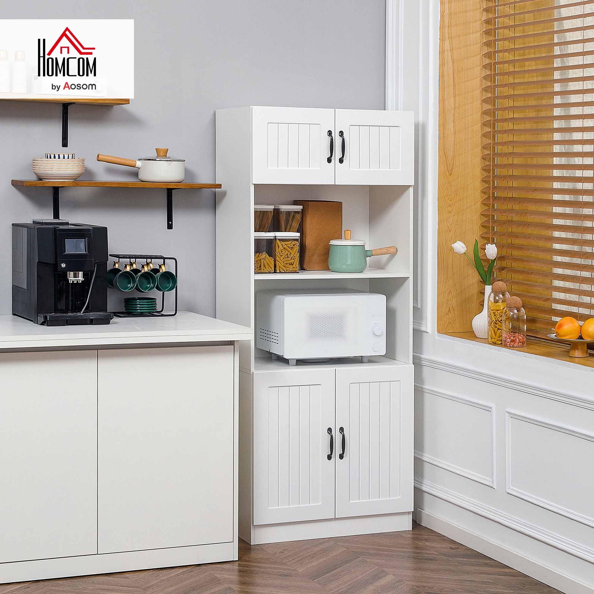 HOMCOM Küchenschrank Küchenhochschrank2 Regale, 2 Schränke Weiß