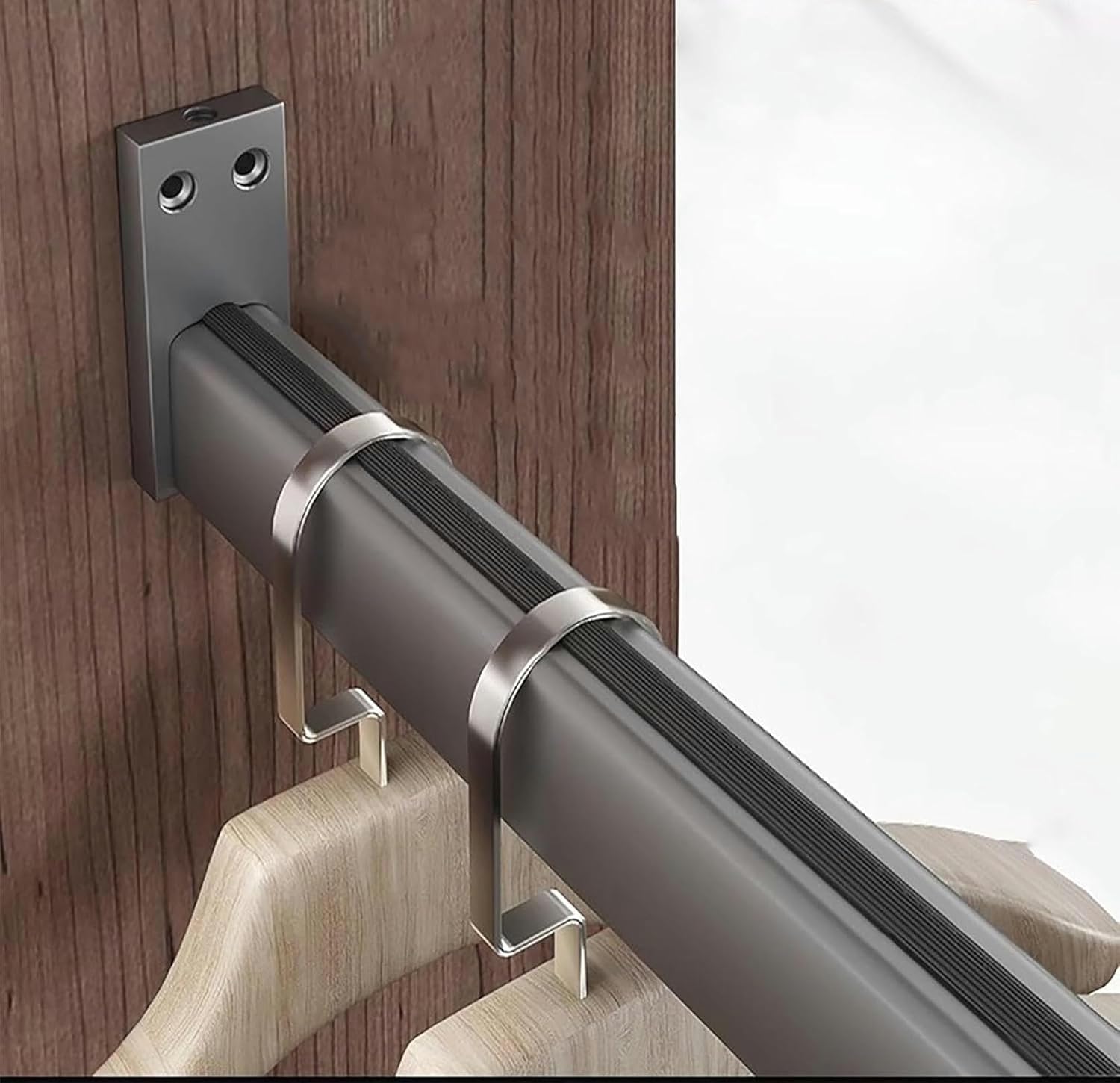 Closet Rod Aluminum Closet Rods Hanger Bar, 30 to 160 Cm Clothing Storage Rail with Silent Strip, Shower Curtain Rods for Wardrobes, Space Saving Closet Pole(140cm(55 1/8))