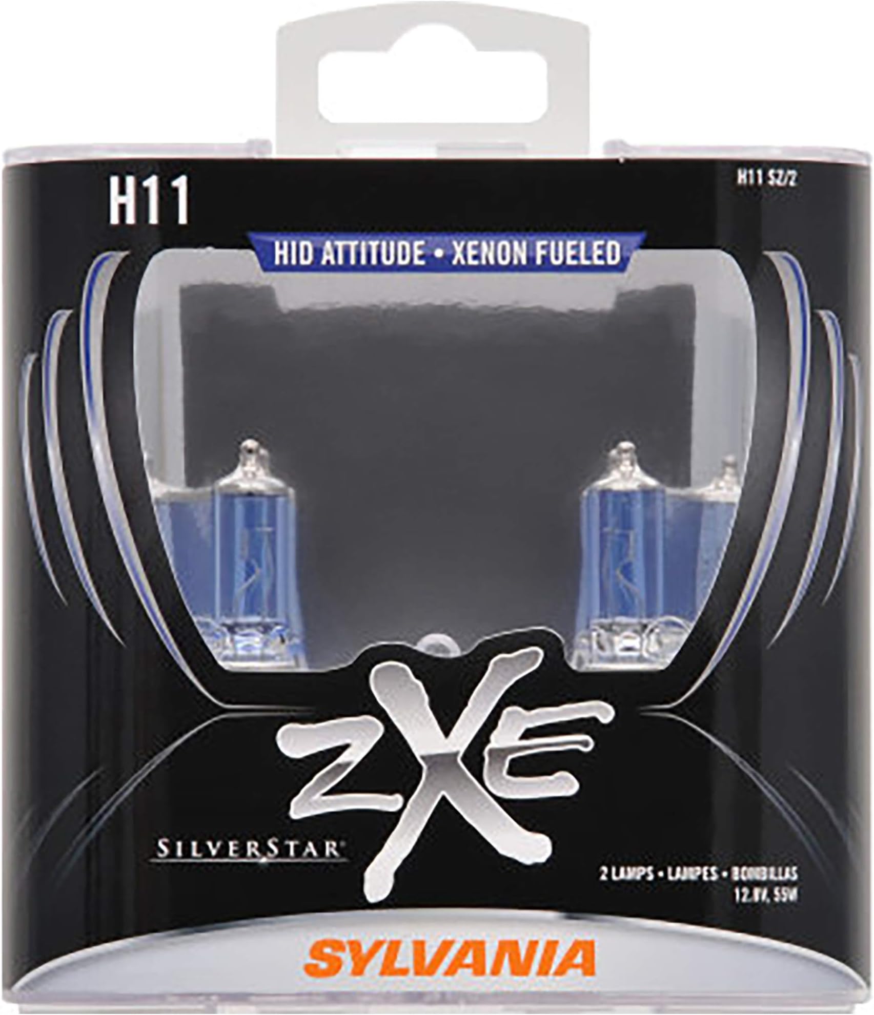 H11 (64211) SilverStar zXe High Performance Halogen Headlight Bulb - Headlight & Fog Light, Bright White Light Output, HID Attitude, Xenon Fueled Technology (Contains 2 Bulbs)