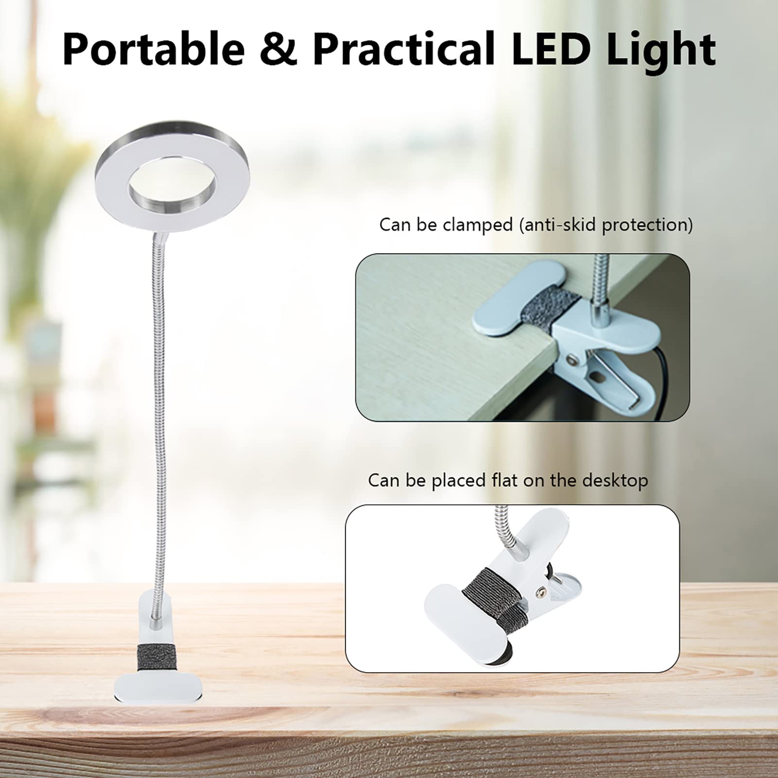 Ejoyous LED Makeup Lamp with USB Clip, Adjustable Warm & Cold Light for Microblading Eyeliner - Salon Use 120Characters - Image 2