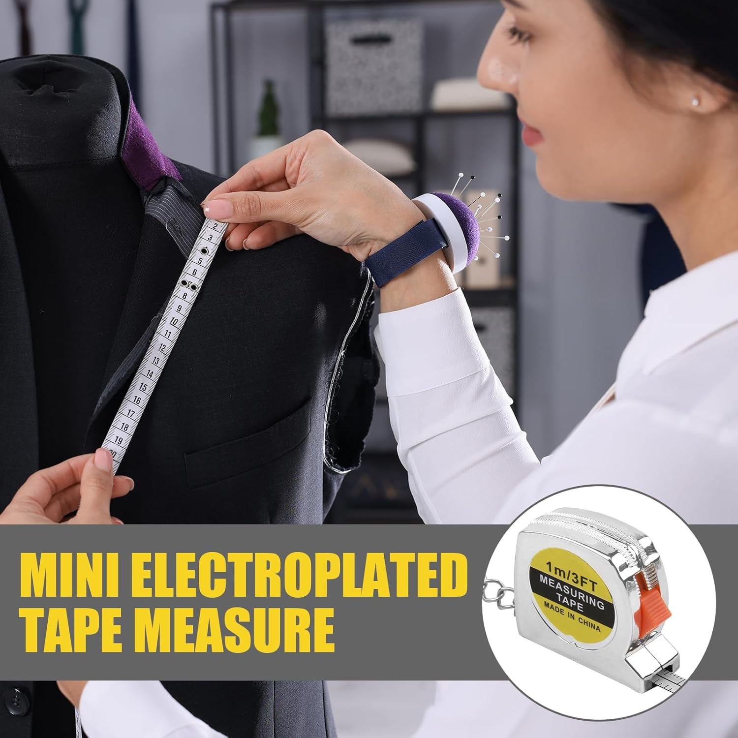3ft Small Tape Measure Keychain, Portable and Retractable Mini Tape Measure with Slide Lock Mechanism for Daily Use Gadgets or Kids Construction Party Favors Gifting Prize Bag Fillers (60)