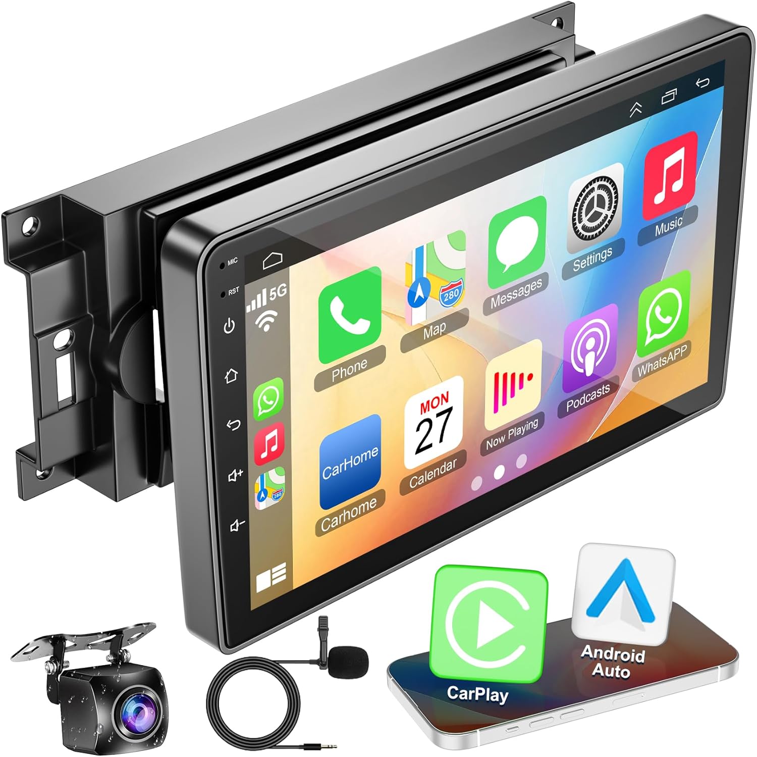 4GB RAM + 64GB ROM Android Car Radio for Dodge Ram 1500/2500/3500 2006 2007 2008, for Dodge Durango 2005 2006 2007 2008, – 6.8" Touchscreen with Wireless Carplay & Android Auto & Bluetooth