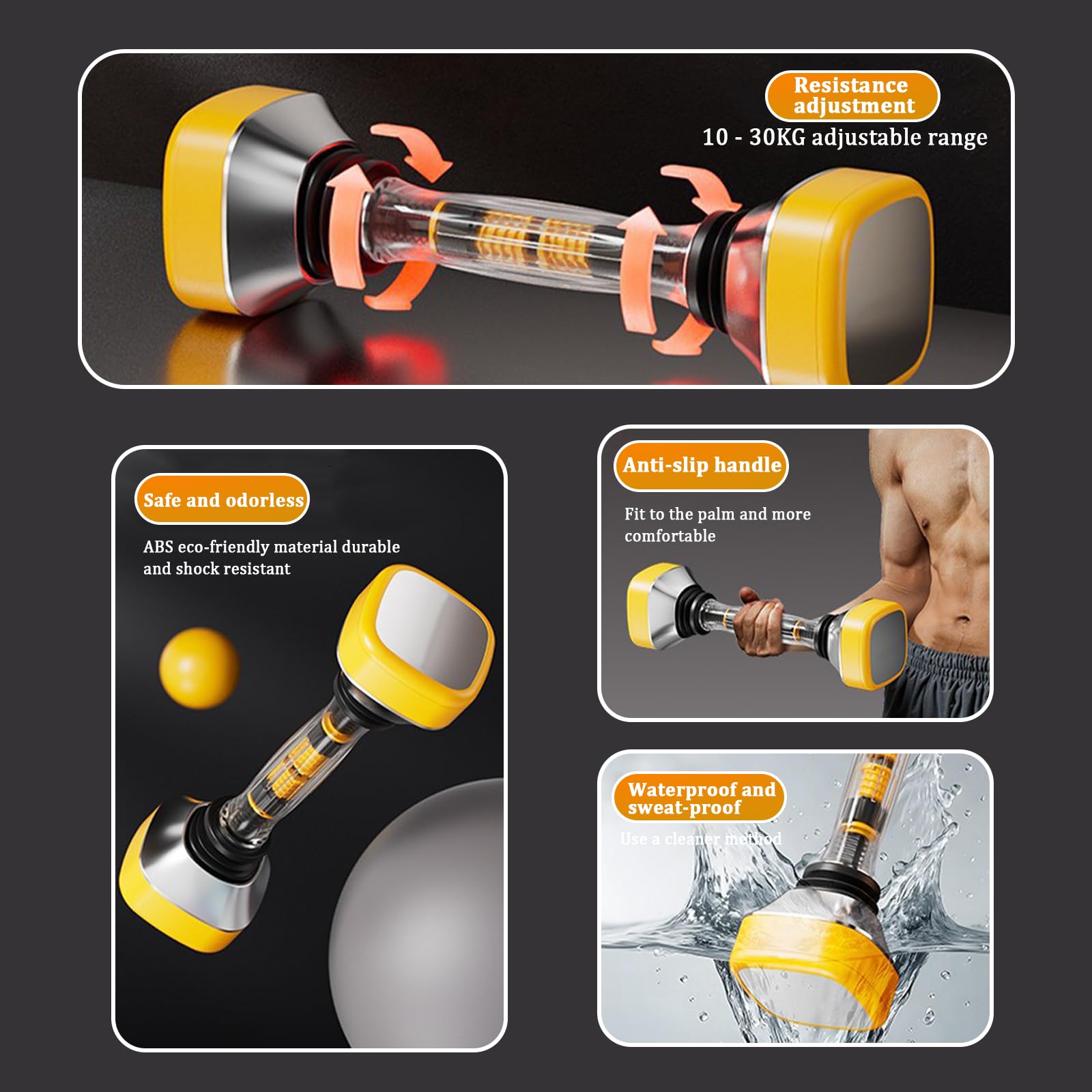 Hanteln Set, Vibrations-Schwinghantel,10-30kg Verstellbare Kurzhanteln  Set,Rutschfeste Vibrationshantel,Gewichte Hantel für Krafttraining,  Fitness, 