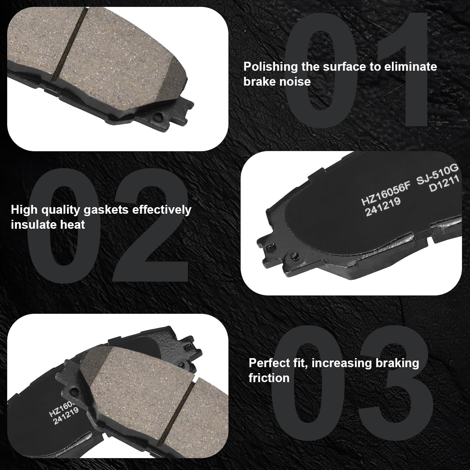 Ceramic Front Rear Brake Pads With Clips Compatible with 2009-2010 For Pontiac Vibe,2009-2013 For Toyota Matrix,2006-2018 For Toyota RAV4