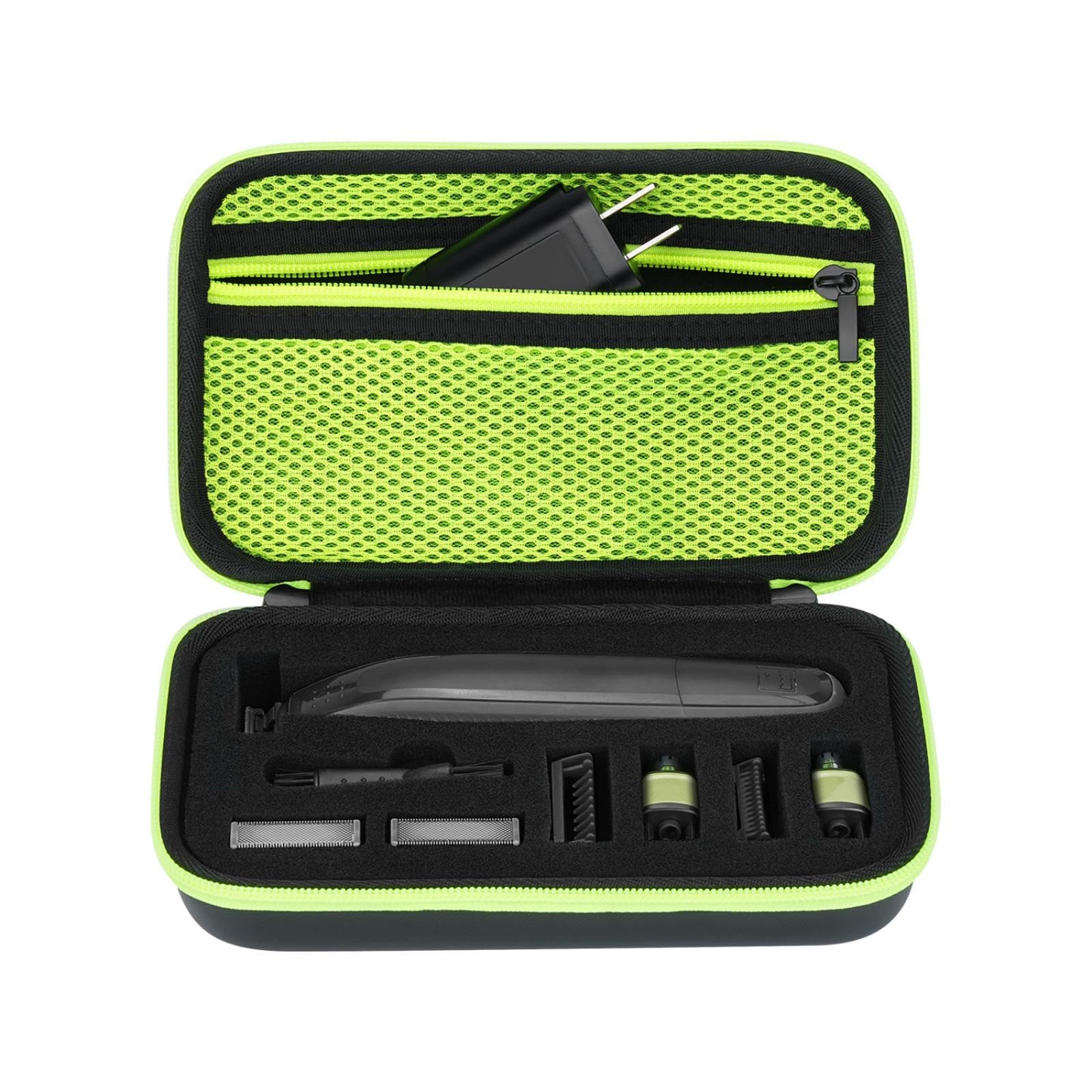 Custodia compatibile con One Blade QP2530/30, QP2630/30, QP2520/30, QP2520/65, tagliabarba elettrico, custodia rigida Eva da viaggio per OneBlade 360 con spugna, verde One PC