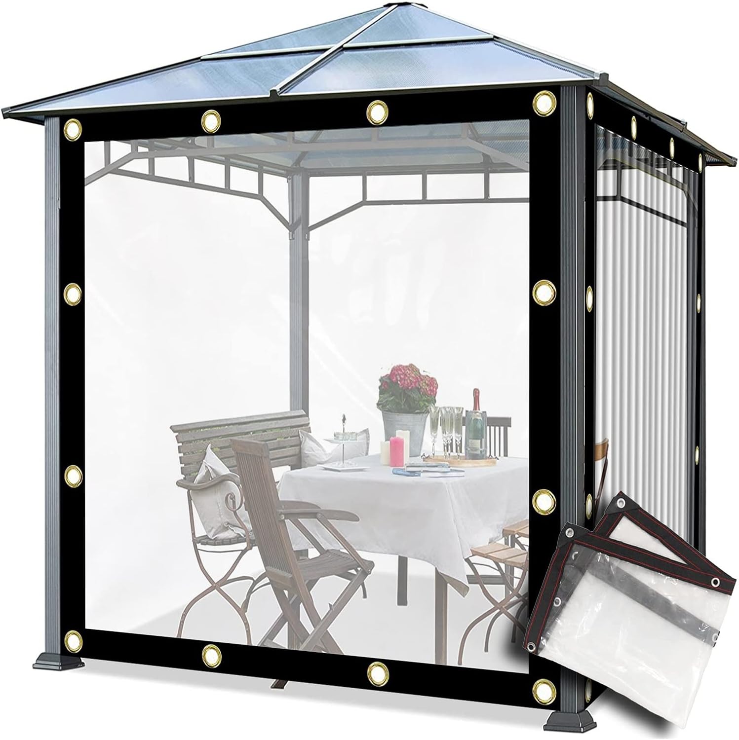 AHJHYG Outdoor Patio Curtains Clear Tarpaulin Waterproof with Grommets Lightweight