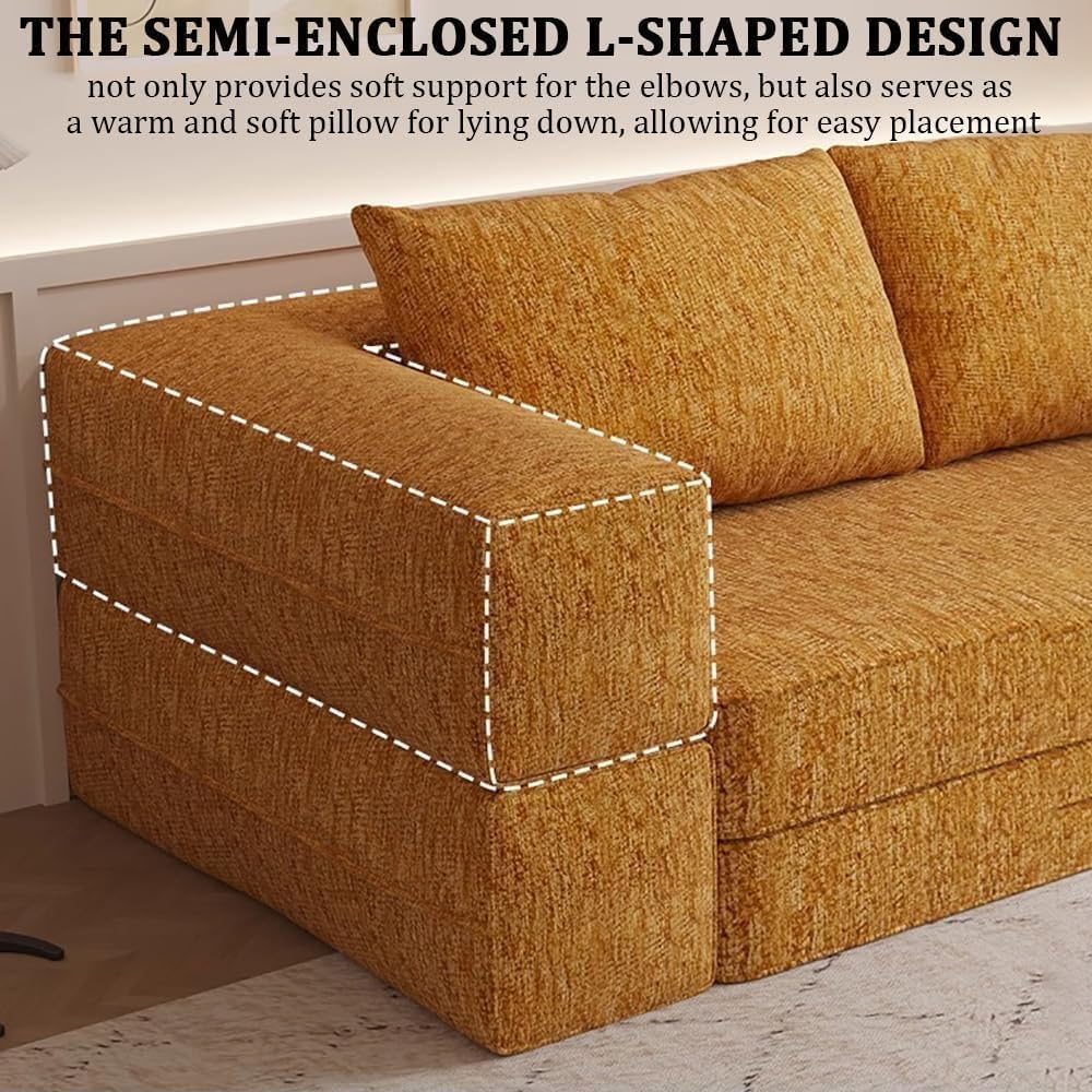 Divano Letto Convertibile, Sedia Dormiente Pieghevole con Bracciolo di Supporto e Cuscino, Comodo Divano Componibile In Schiuma a Forma di L Semi-chiuso per Soggiorno(Green,1.8m)