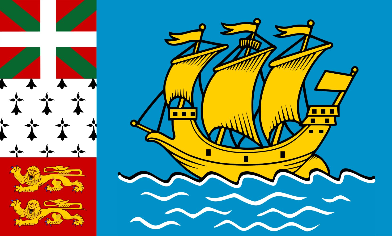 Drapeau Saint-Pierre-et-Miquelon grand format horizontal pour mât