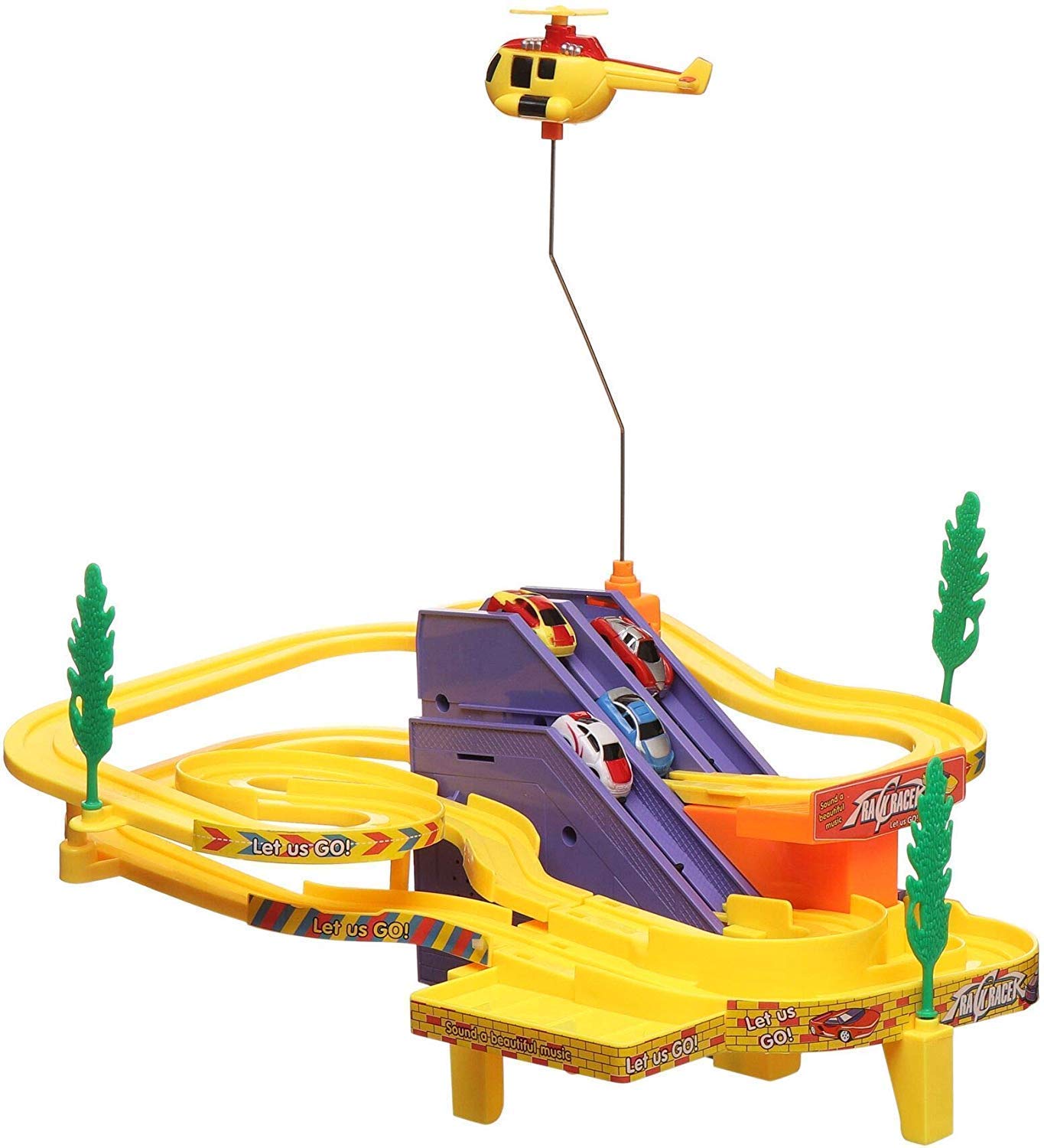 Adlon Track Racer Racing Car Set with 4 Miniature Cars Rotating Helicopter and Thrilling SoundMulti (B097KN1ZJS) Amazon Price History, Amazon Price Tracker