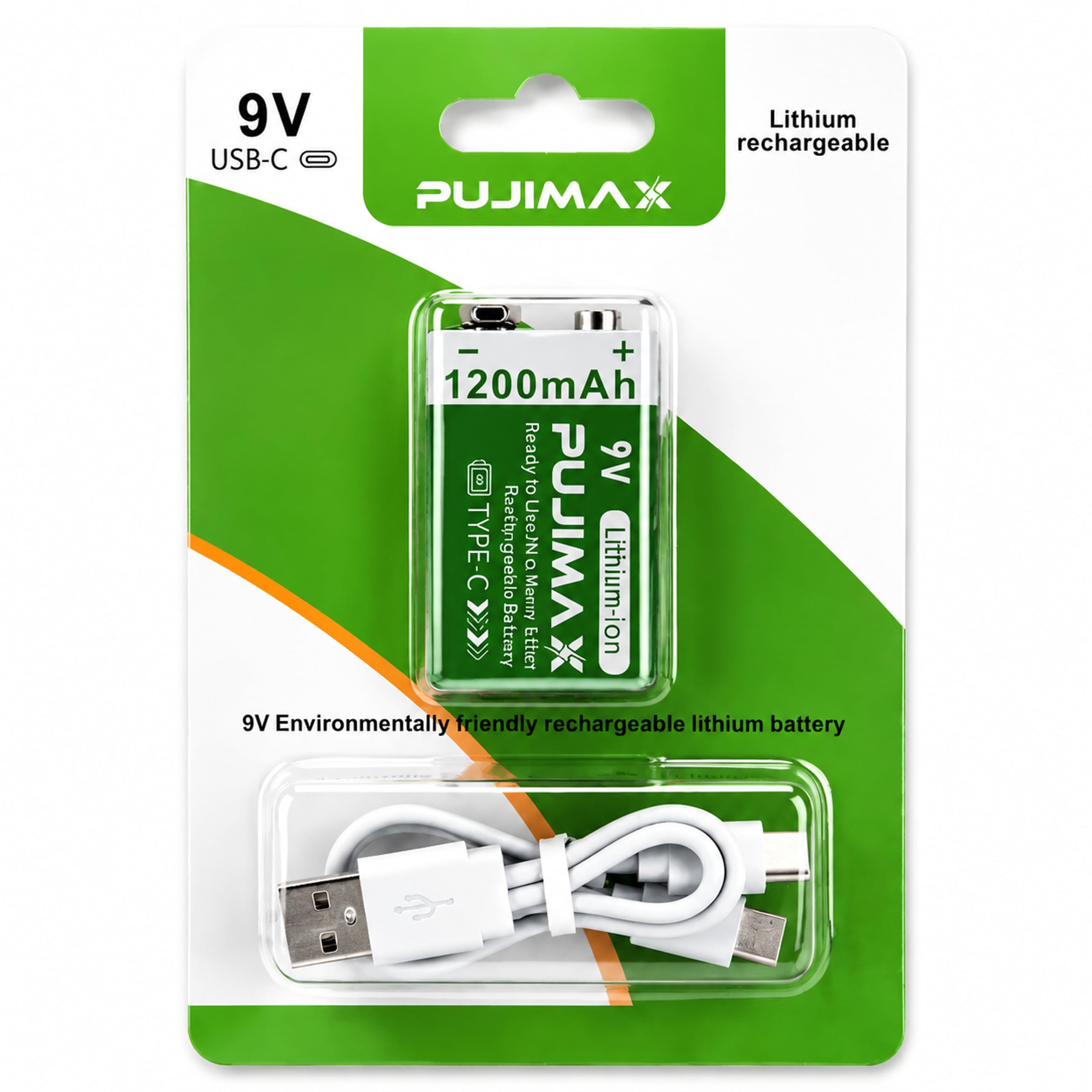PUJIMAX® 9V Rechargeable Battery 1200mAh — High‑Capacity Lithium‑Ion with USB‑C Charger Cable, Long Life (1200+ Cycles), 10‑Year Shelf Life, Reliable 9V Output — 1‑Pack-image-48