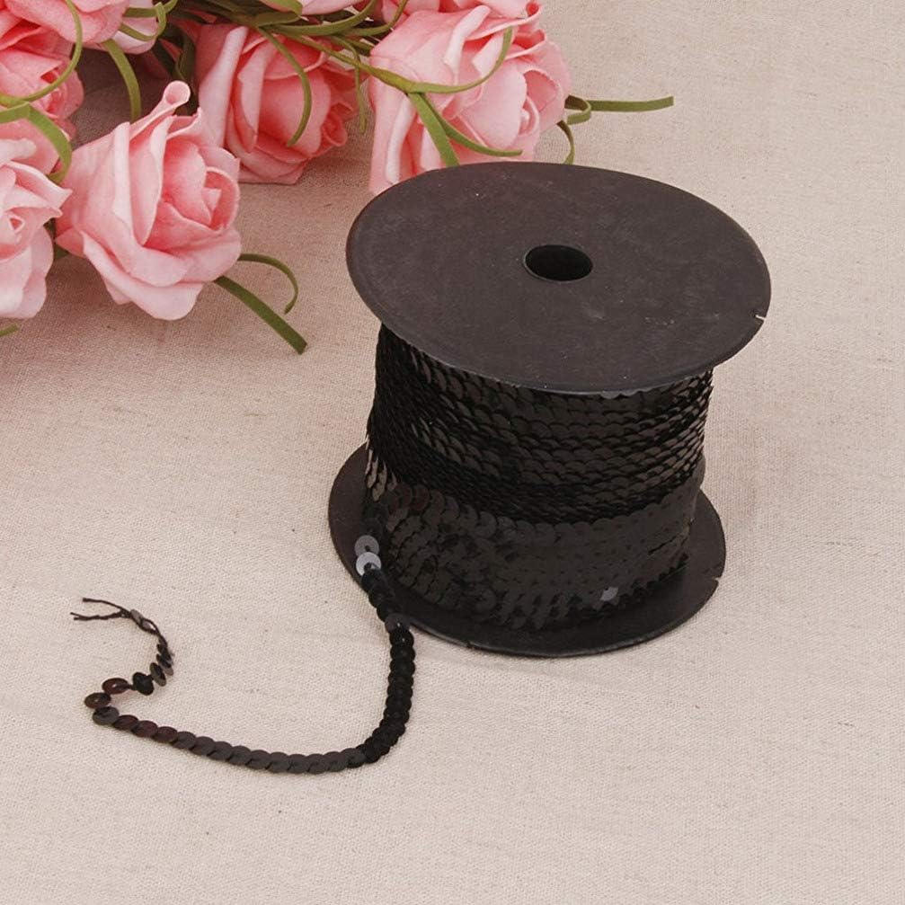 Exceart DIY Attire Accessory 6mm Flat Sequin Strip Black Faceted Sequins Ready for Crafting