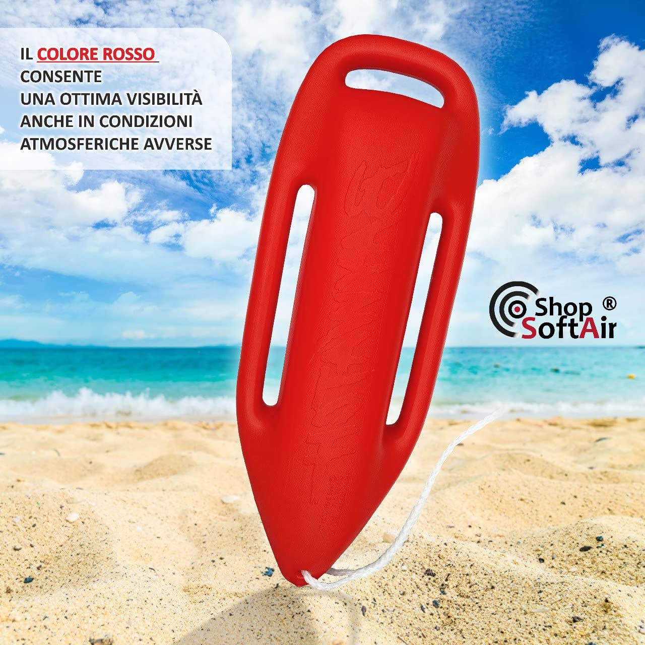 Baywatch - Salvador profesional de boya para salvar y salvar - Rojo Top incluido de 2,30 metros