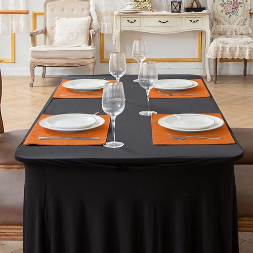 Miniatura 5 de Juego de 4 manteles individuales de tela de lino, lavables a máquina, resistentes al calor, sin arrugas, de poliéster grueso, para cocina, mesa de