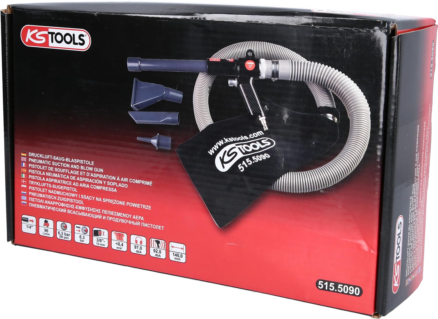 KS TOOLS Pistola neumática de aspiración y soplado, 145 mm 515.5090 Couleur