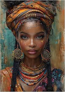 zxiany Affiche d'art belle art africain danse femmes peinture sur toile affiches d'art mural imprime des images pour salon maison décoration murale 80x120cm(31x47inch) avec cadre