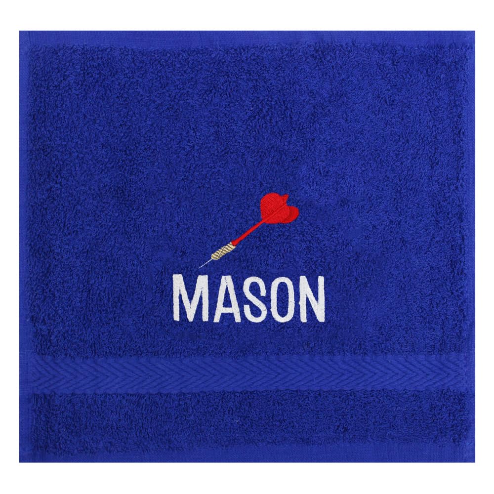 TeddyT's Personalised Darts Embroidered Blue Face Cloth Cotton Flannel