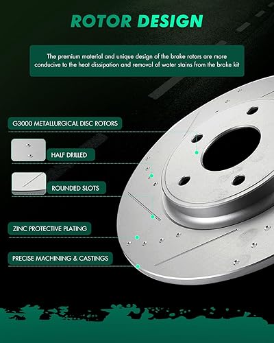 Miniatura 275 de Kits de frenos y rotores, rotores de freno SCITOO y 8 pastillas de cerámica para 08-12 para Chrysler Town & Country, 08-12 para Dodge Grand Caravan