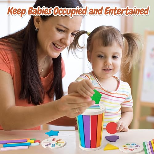 Miniatura 7 de Juguetes Montessori para niños de 1 a 3 años, juguetes de aprendizaje de clasificación de colores de madera para niños pequeños, juegos de