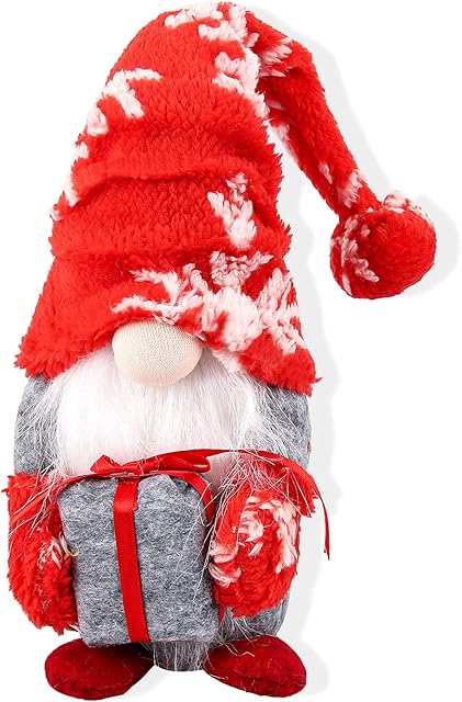 AllLeeGay Christmas Gnome Plush Decorations, Dolls Christmas Decorations, Gnome Christmas, Elf Ornaments, Gnome Plush, Grey Christmas Ornaments, Christmas Ornaments Plush Dwarf Doll Santa Beard (Red)