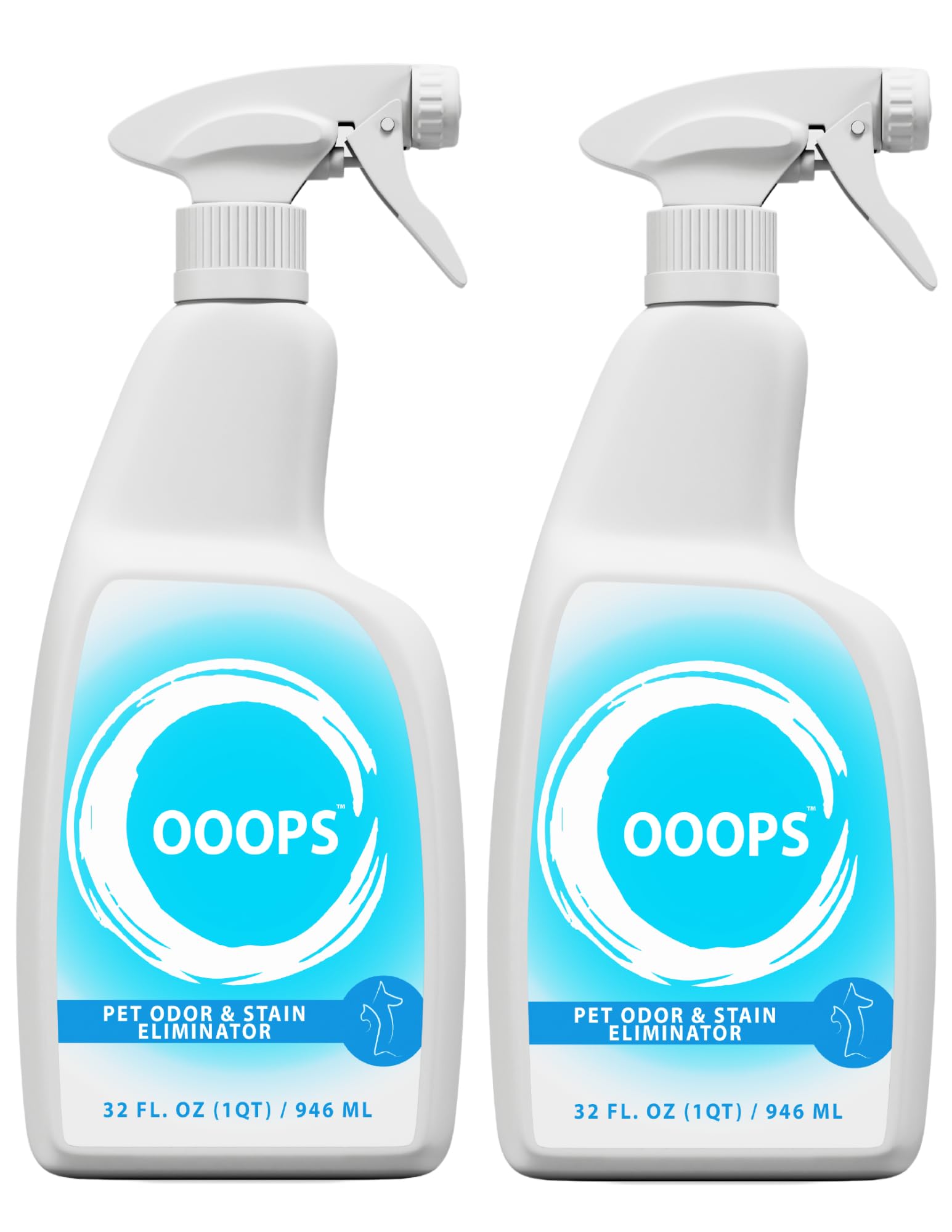 OOOPS Pet Odor &amp; Stain Eliminator - Enzyme Pet Odor Eliminator for Home - Dismantles Odors on a Molecular Level, Cats, Dogs, Puppy, Freshener, Furniture - Carpet Cleaner Spray (Pack of 2)